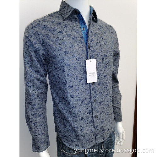 Mens t/r print fabric long sleeve shirt